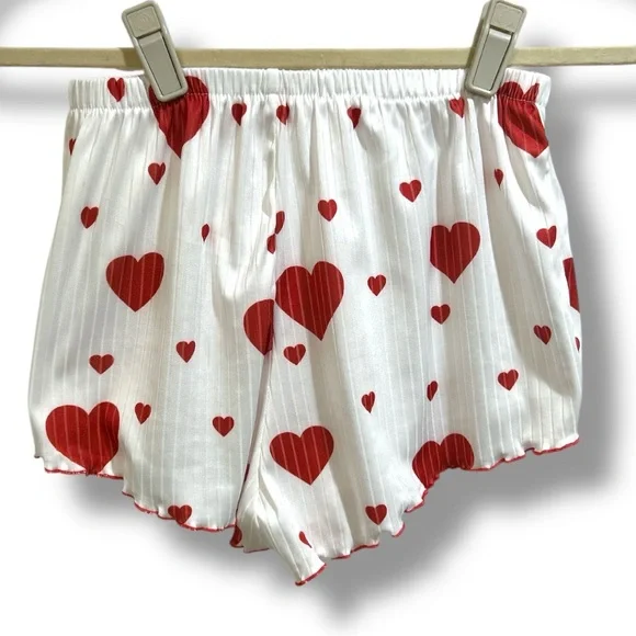Women’s Sweetheart Crop Casual Pajama Short Set Size Medium - Picture 13 of 16